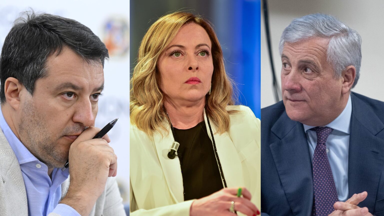 Matteo Salvini, Giorgia Meloni e Antonio Tajani: vertice sulla manovra