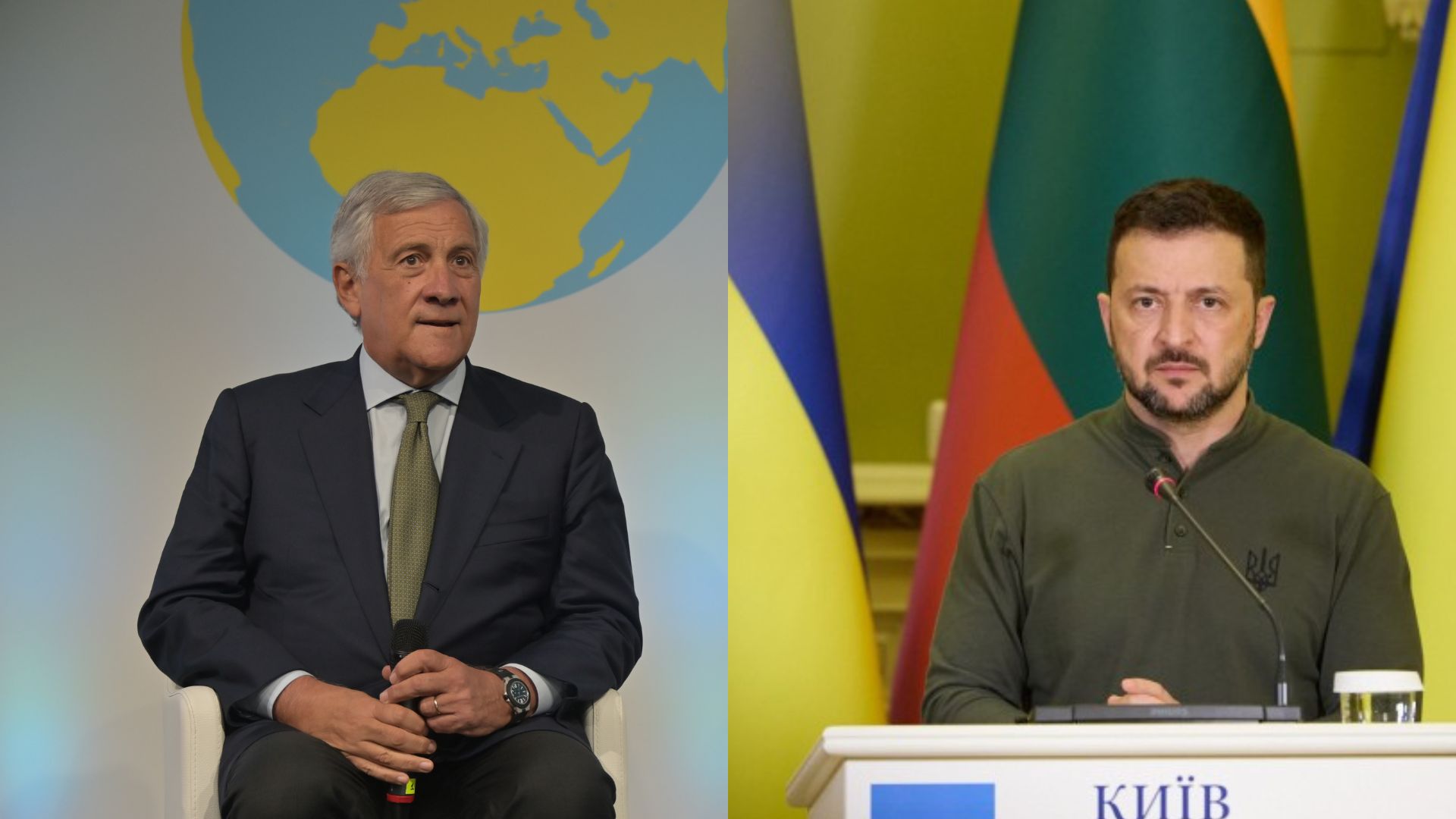 Antonio Tajani e Volodymyr Zelensky