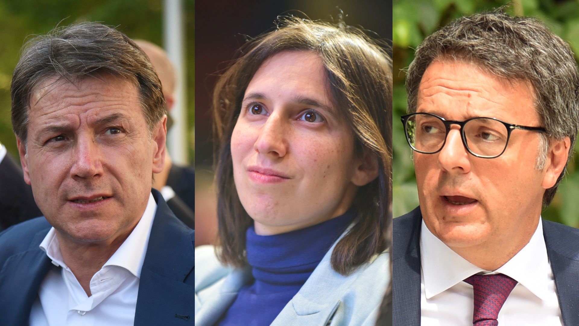 Giuseppe Conte, Elly Schlein e Matteo Renzi