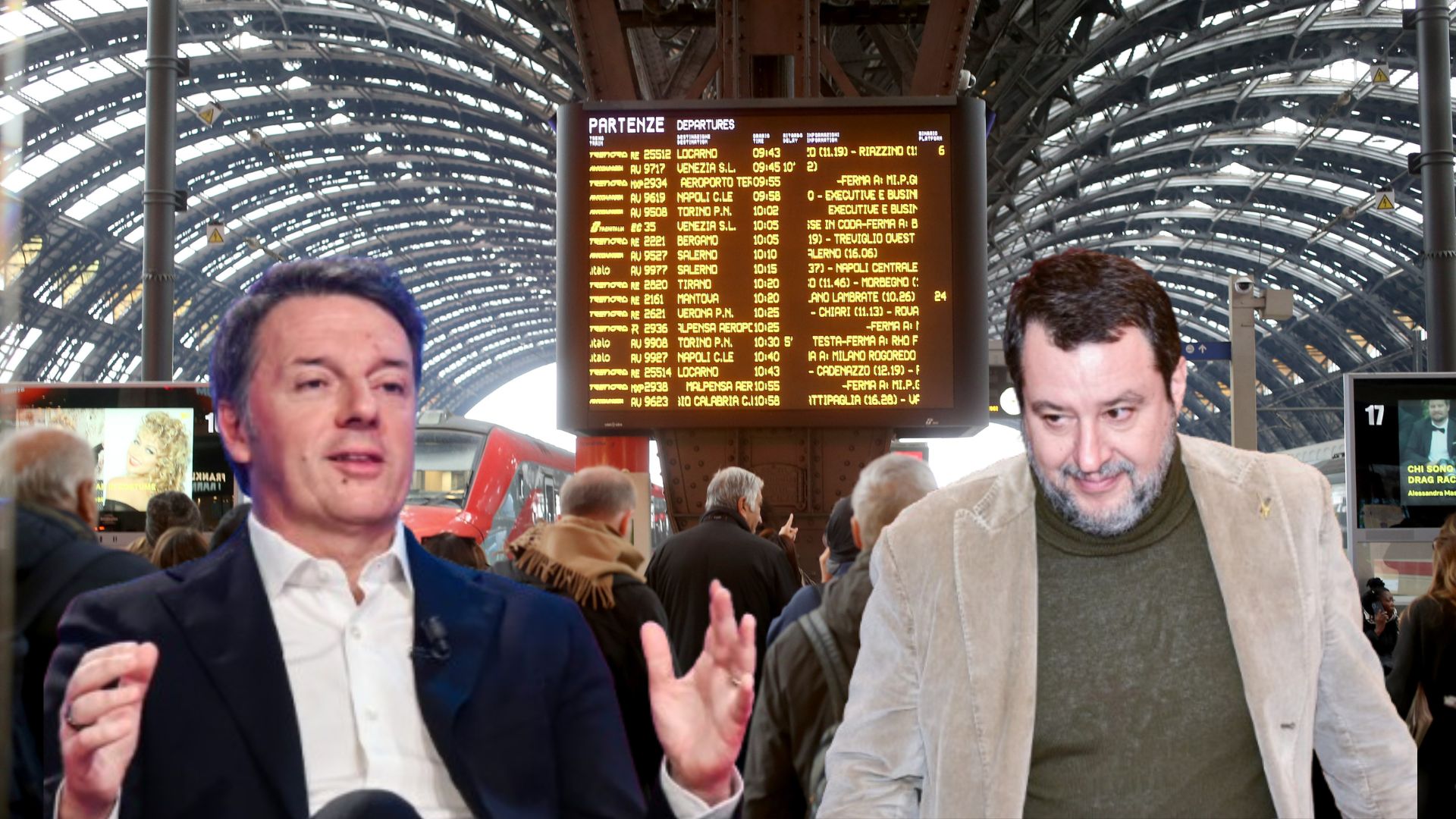 Milano, treni fermi per guasto alla rete elettrica. Renzi affonda: “Si vede che Salvini è tornato al Ministero…”