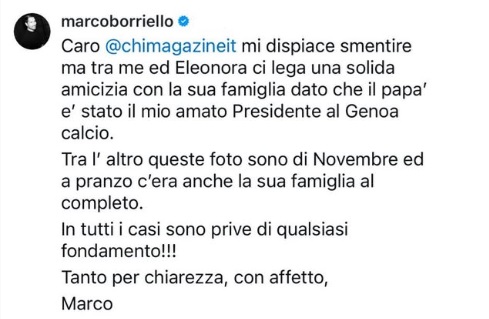 Marco Borriello smentisce relazione