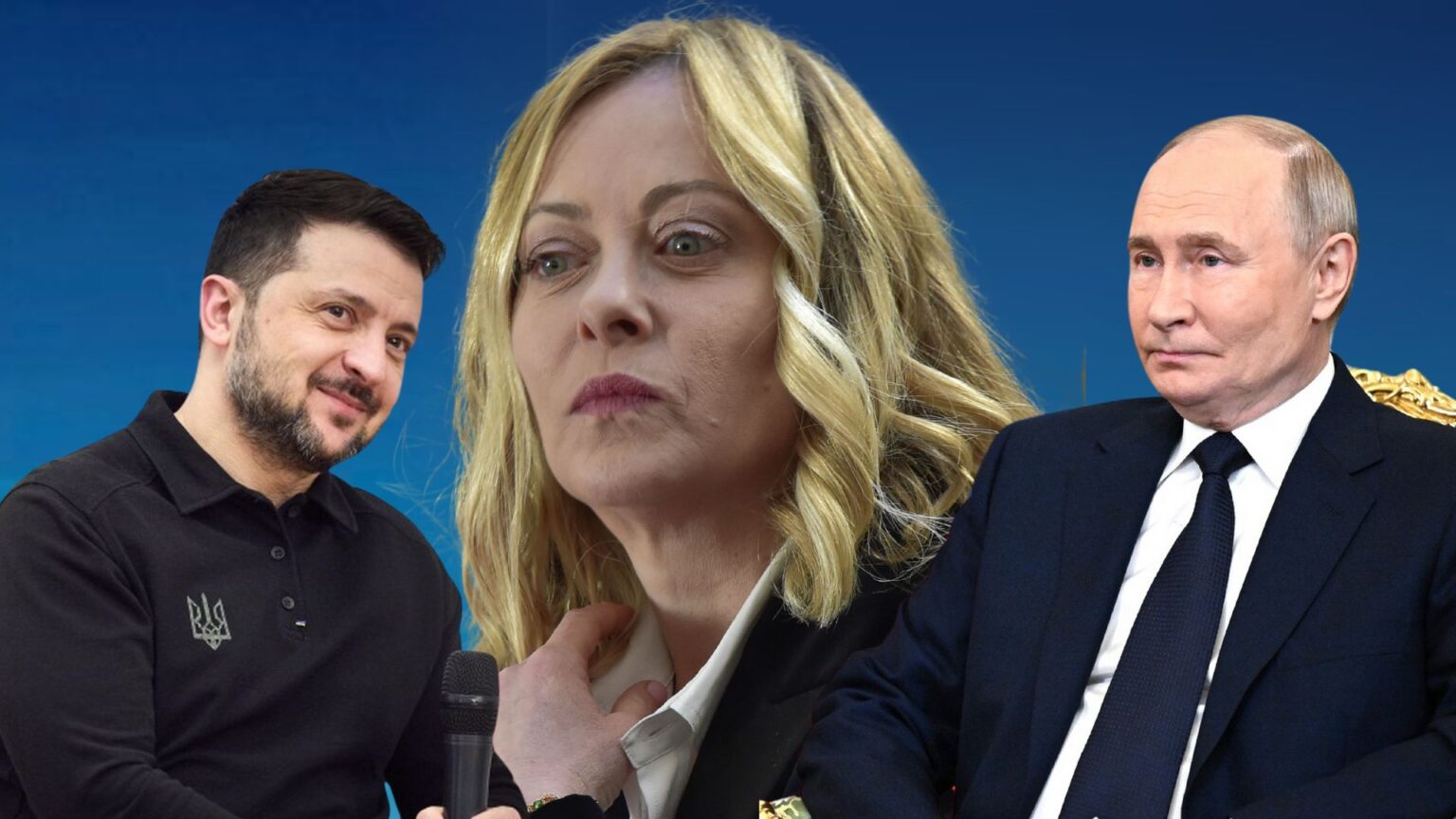 Giorgia Meloni, Vladimir Putin e Volodymyr Zelensky