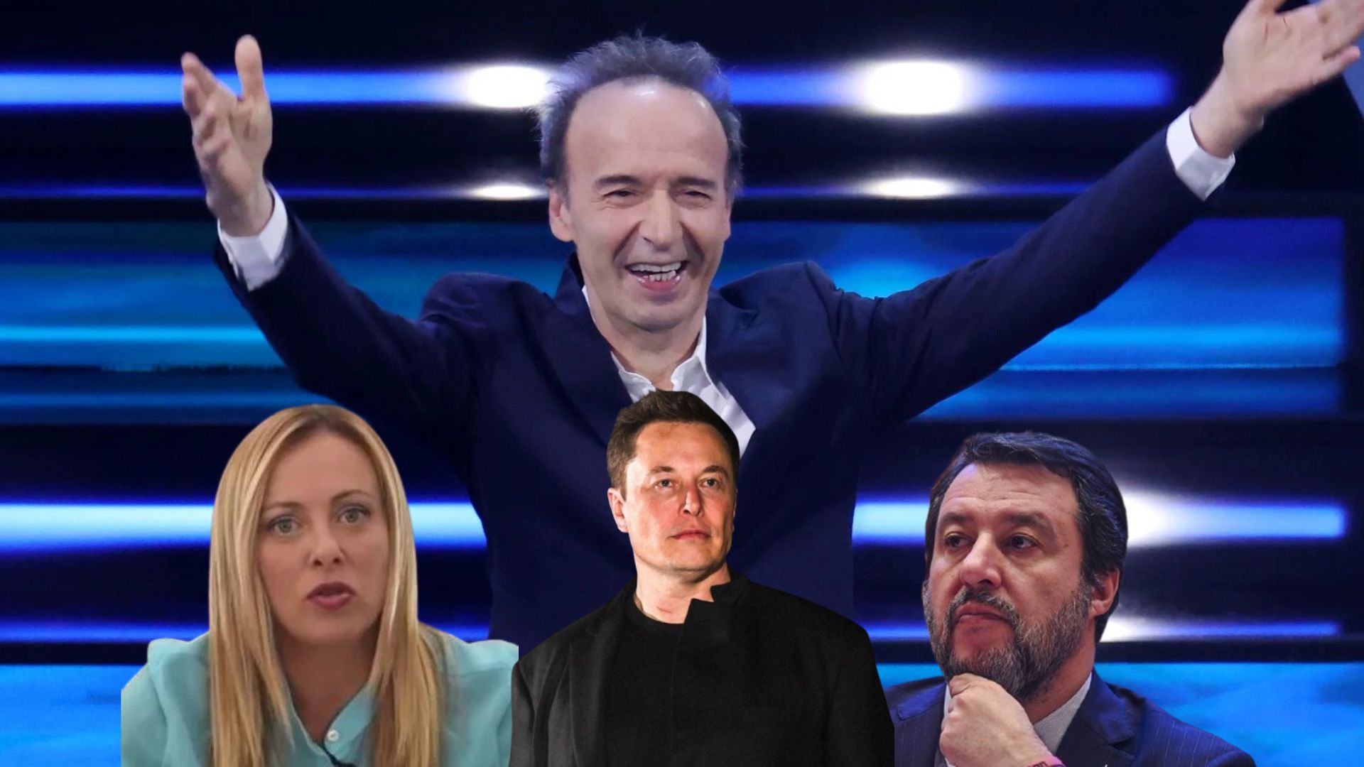 Roberto Benigni a Sanremo a ruota libera: Matteo Salvini, Giorgia Meloni ed Elon Musk, tutti i riferimenti nel suo discorso