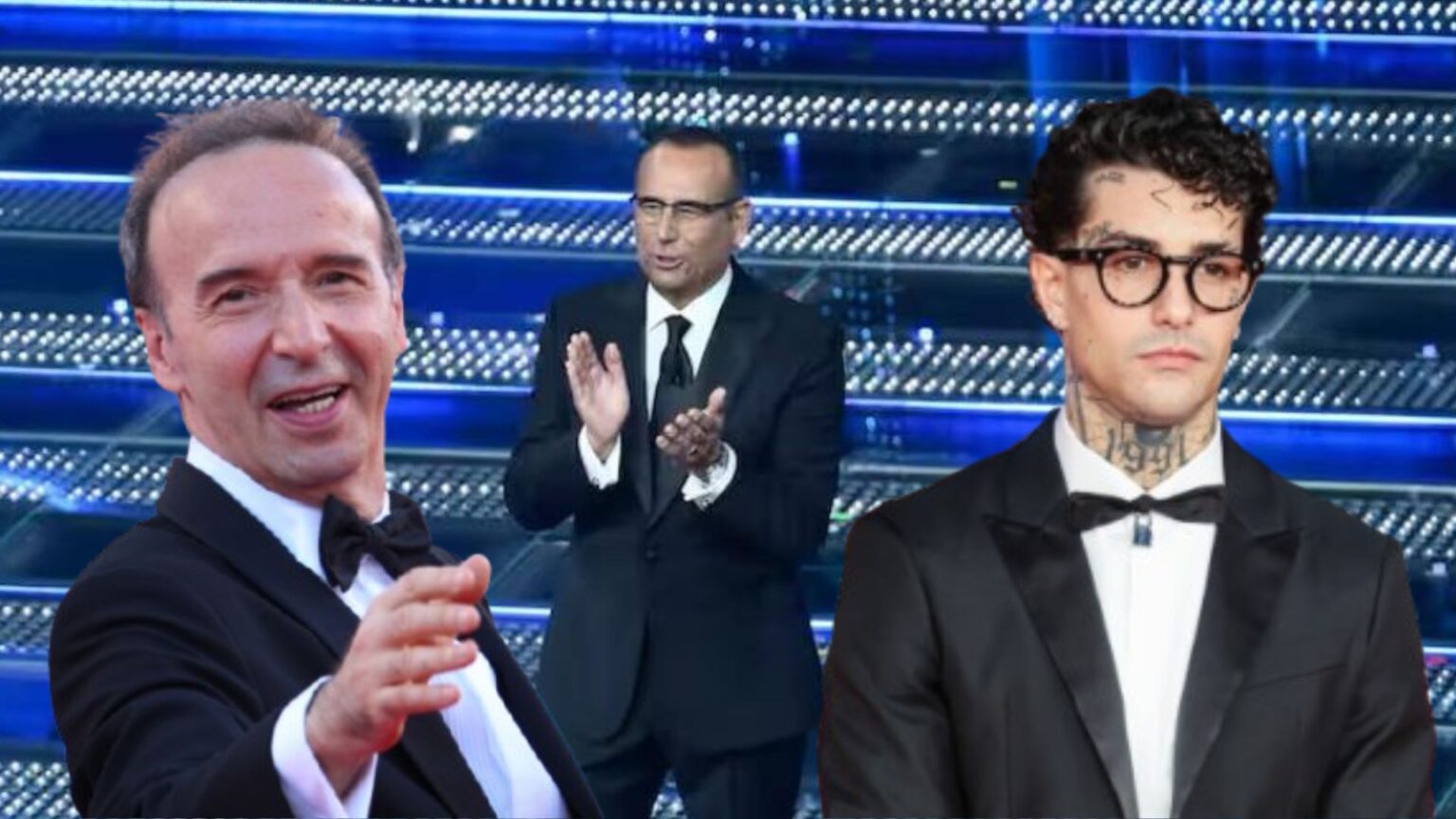 Sanremo, Roberto Benigni, Carlo Conti e Tony Effe