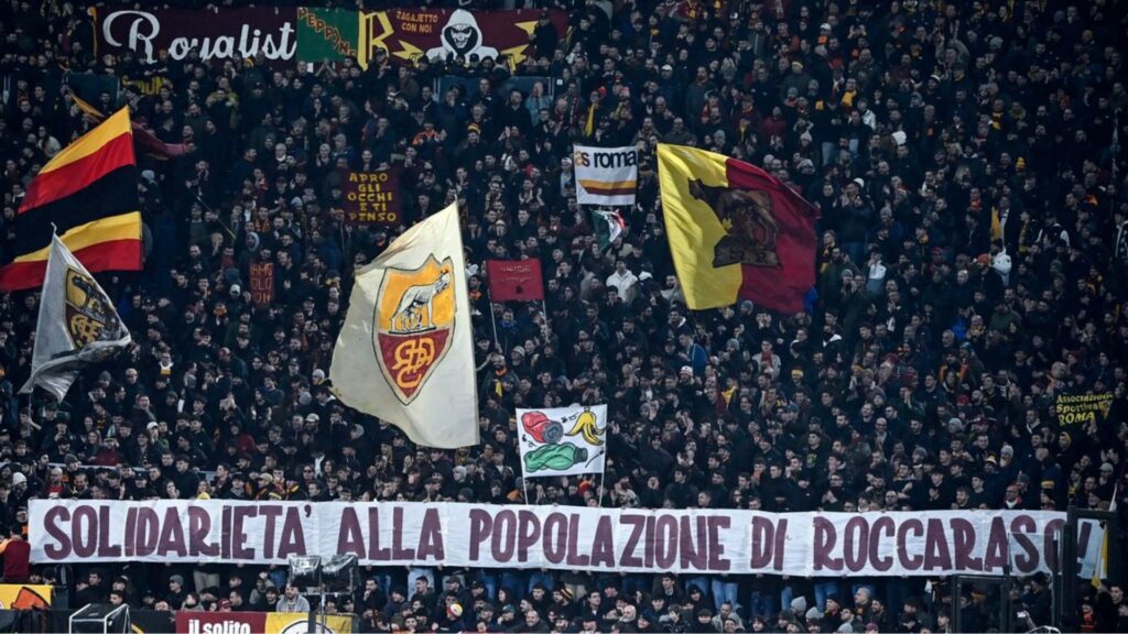 Roccaraso, striscione romanista per Roma-Napoli