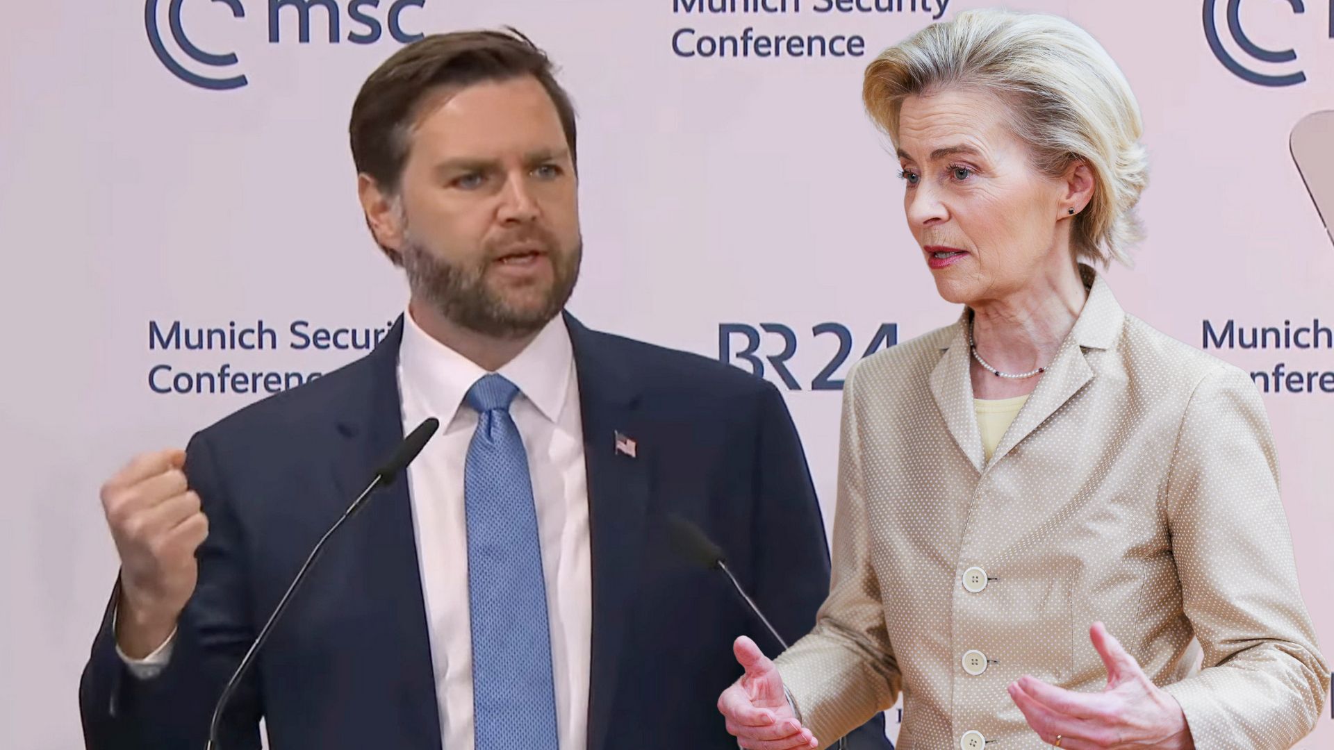 Monaco, Urusla Von Der Leyen, Presidente della Commissione europea, JD Vance, Vicepresidente Usa