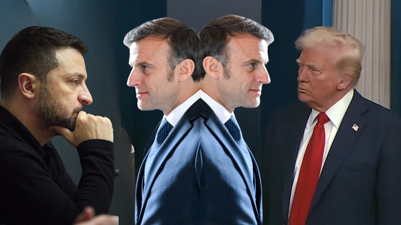 Emmanuel Macron, Donald Trump, Volodymyr Zelensky