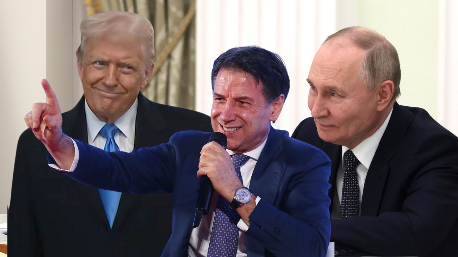 Giuseppe Conte, Donald Trump, Vladimir Putin