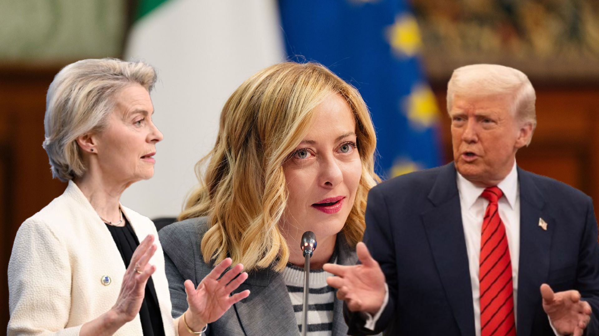 Europa, Ursula Von der Leyen, Giorgia Meloni e Donald Trump