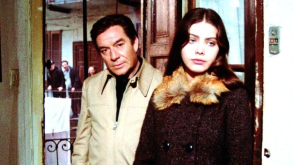 Ornella Muti e Ugo Tognazzi in Romanzo Popolare