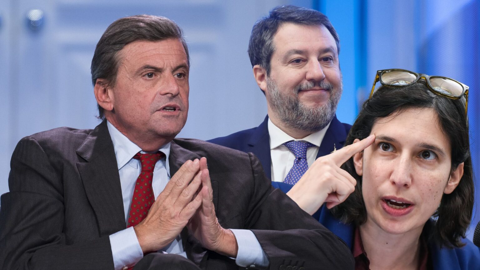 Carlo Calenda, Elly Schlein, Matteo Salvini