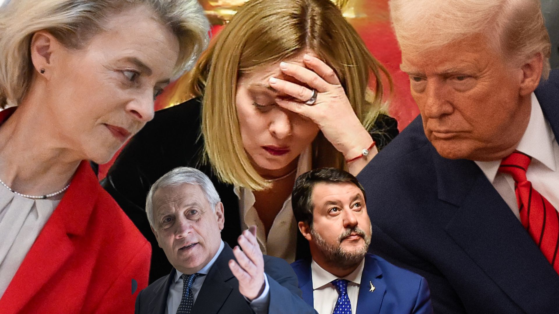 Giorgia Meloni, Ursula von der Leyen, Donald Trump, Antonio Tajani, Matteo Salvini